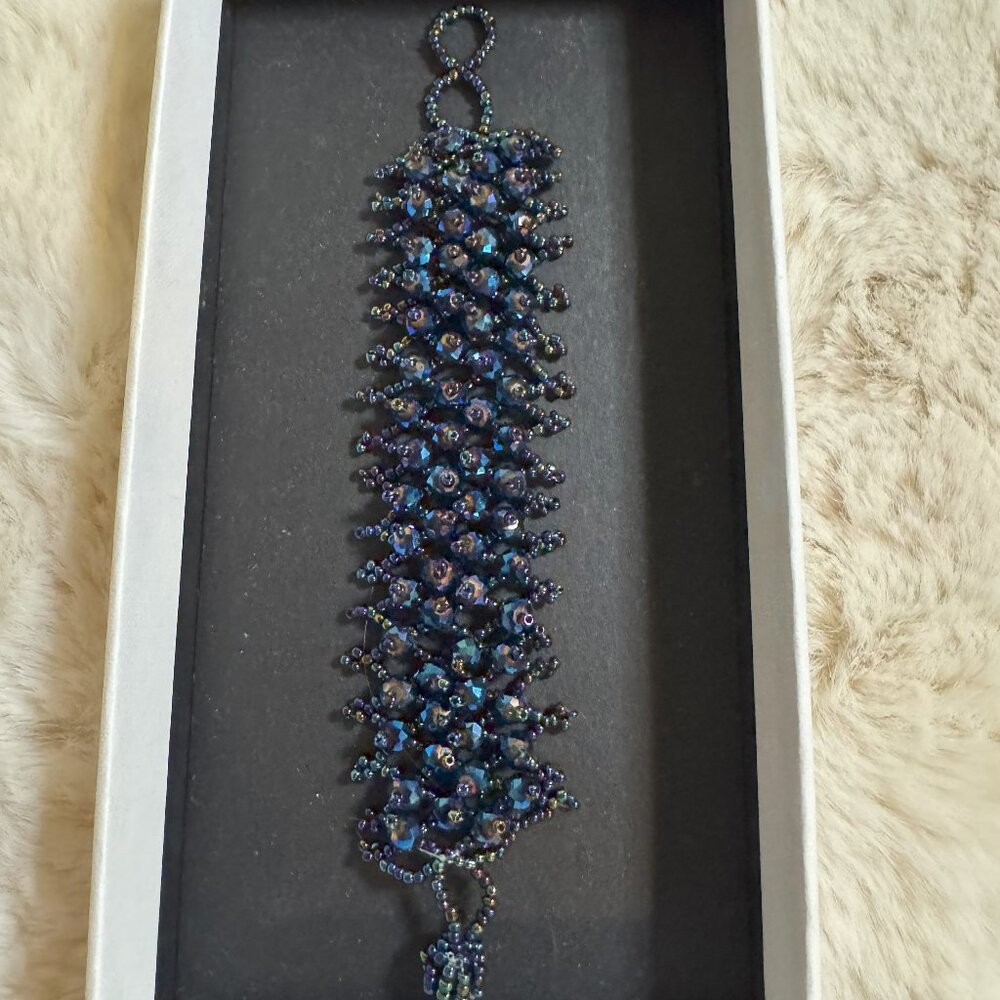 Blue Beaded Statement Bracelet
